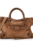 Waxed Suede Calfskin Classic Hardware Medium Le City Camel