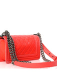 Velvet Quilted Small Boy Flap Coral