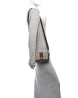 GG Supreme Monogram Web Mini Ophidia Flap Shoulder Bag Brown
