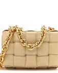 Lambskin Maxi Intreccio Padded Chain Cassette Crossbody Bag Porridge