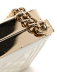 Patent Calfskin Boy Minaudiere White