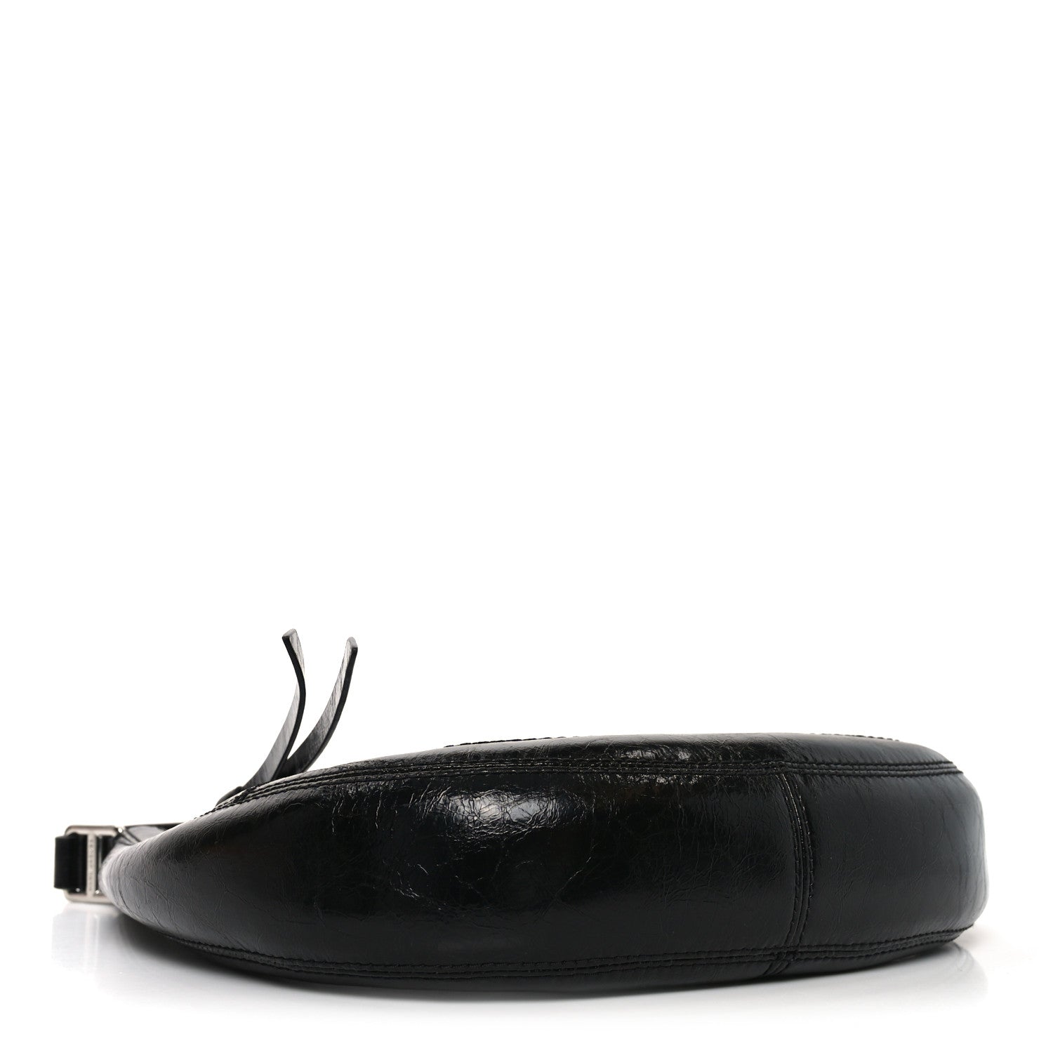 Crinkled Calfskin Crusier Crescent Bag Black