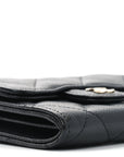 Caviar Quilted Flap Card Holder On Chain Black