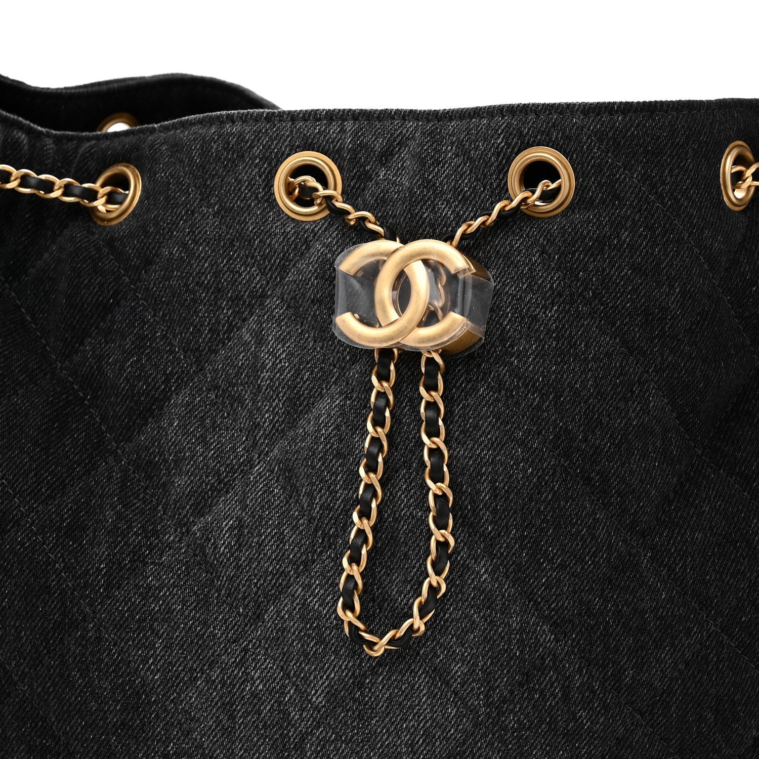 Washed Denim Quilted Medium CHNL 25 Handbag Black