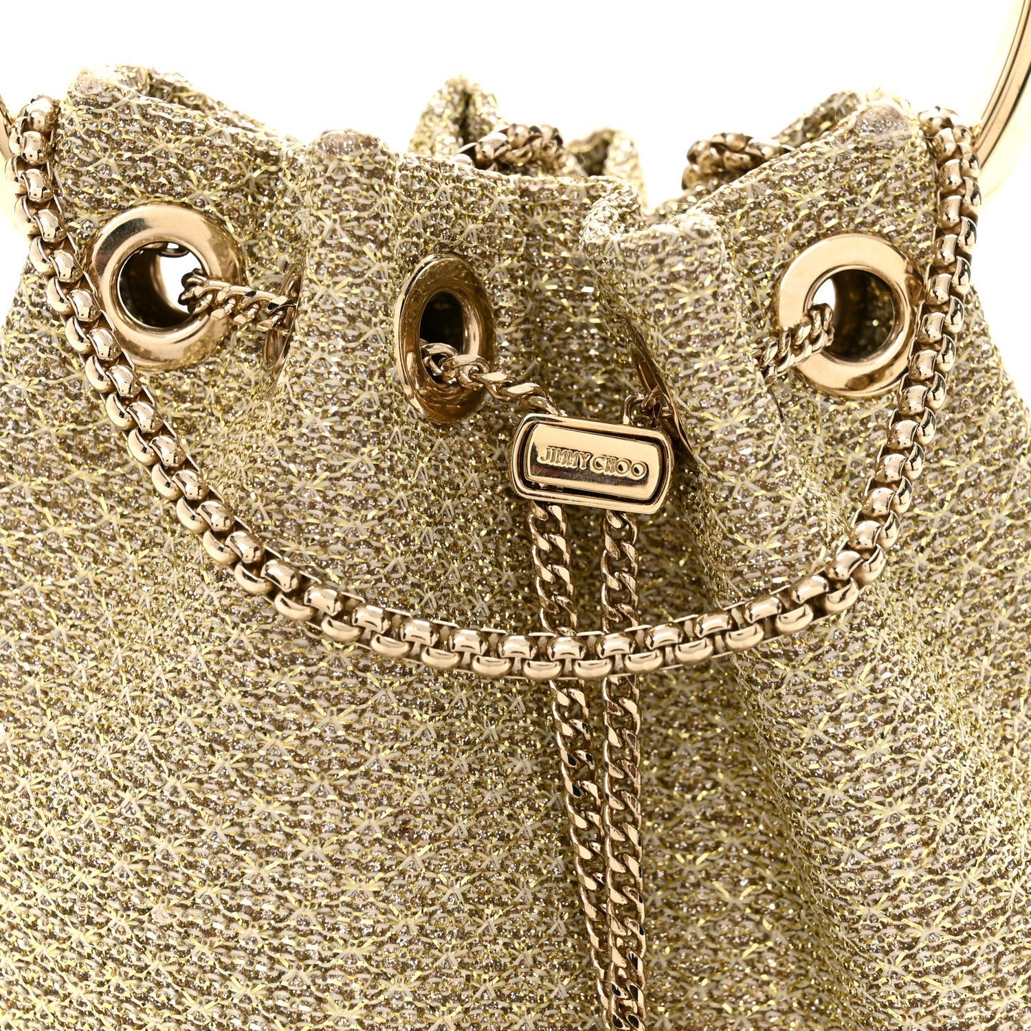 Metallic Woven Bon Bon Bag Champagne