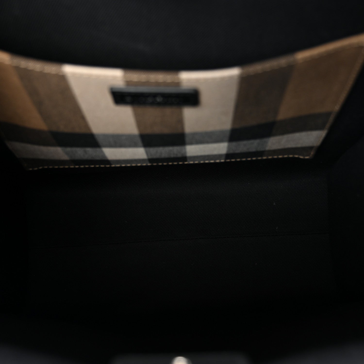Calfskin House Check Small N/S Tote Black