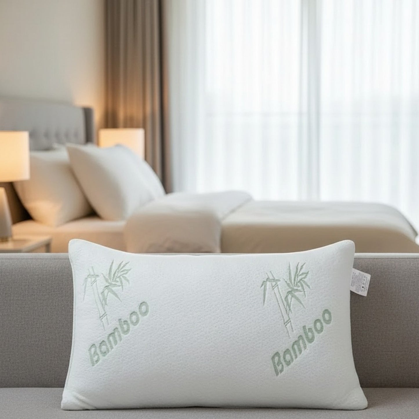 Vaccaro Bamboo Memory Foam Pillow with Bamboo Fabric Cover - Pack of 1