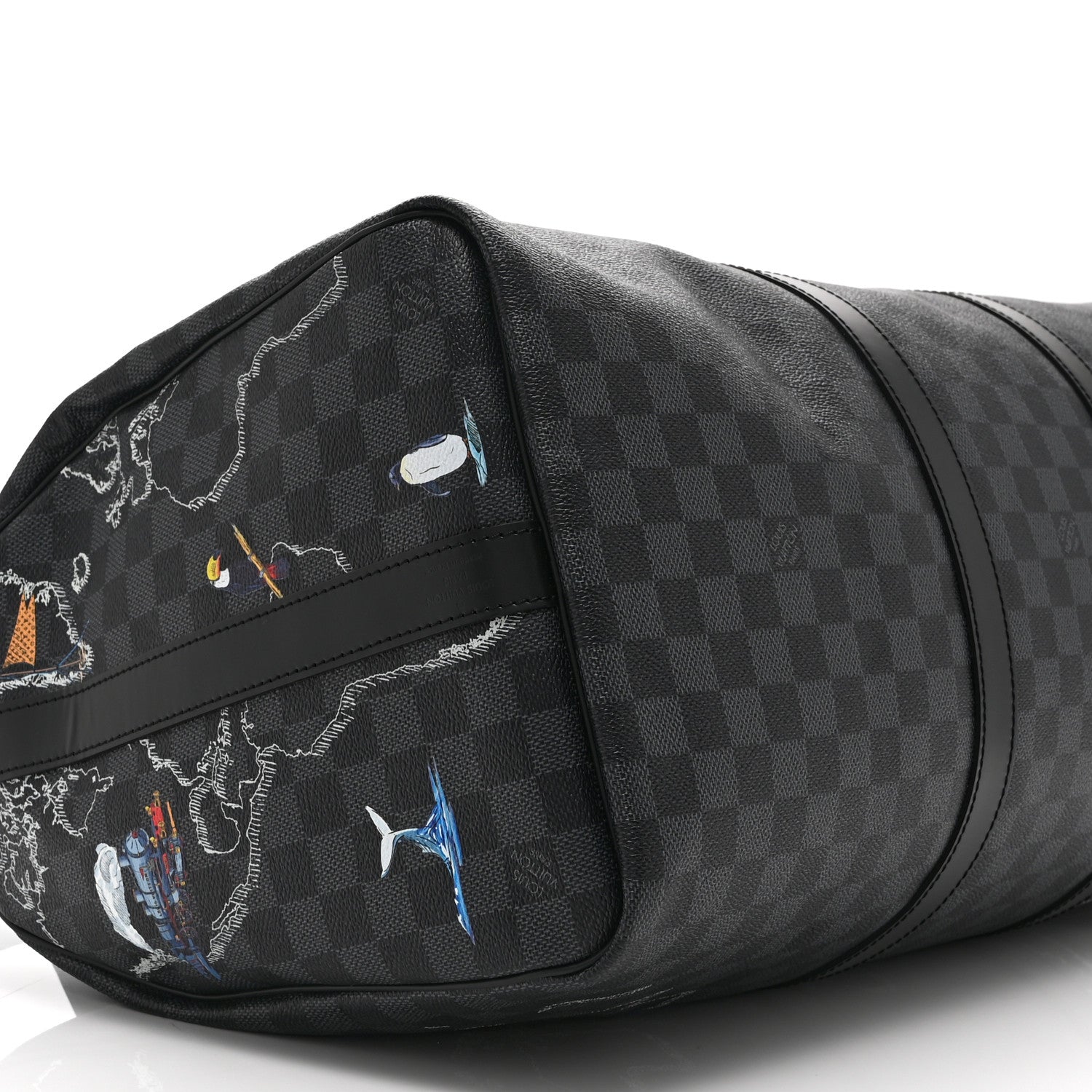 Damier Graphite World Map Keepall Bandouliere 50
