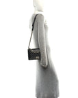 Metallic Lambskin Quilted Crystal Medium Boy Flap Grey