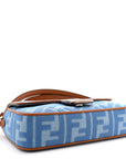 Denim Vitello King FF Embroidered Baguette Denim Chiaro Brandy