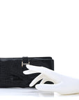 Shiny Alligator Bearn Gusset Wallet Black