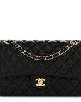 Lambskin Quilted Medium Double Flap Black
