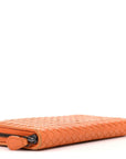Nappa Intrecciato Zip Around Wallet Orange