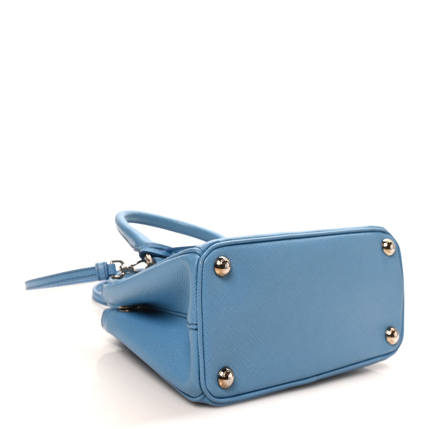 Saffiano Lux Micro Galleria Double Zip Tote Turchese