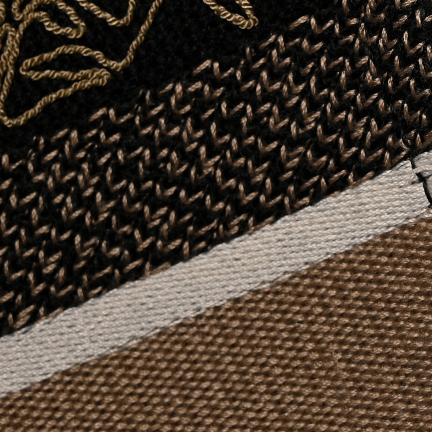 Canvas Embroidered Large Ornamental Cornely Book Tote Black Beige