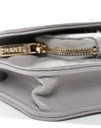 Caviar Quilted Mini Business Affinity Flap Grey