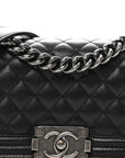 Caviar Quilted Small Boy Flap Black