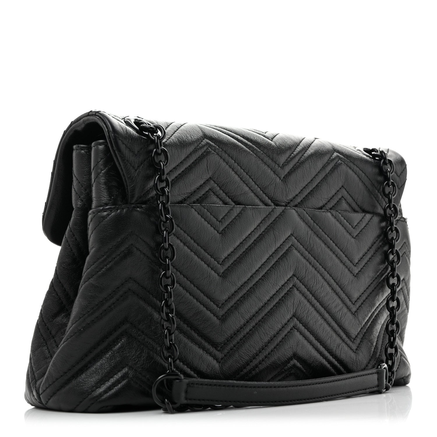 Soft Calfskin Matelasse Monochrome Medium GG Marmont Shoulder Bag Black