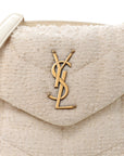 Boucle Tweed Quilted Small Loulou Puffer Monogram Chain Satchel Crema Soft