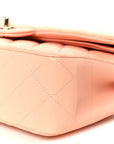 Lambskin Quilted Small Double Flap Light Orange