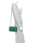 Metallic Caviar Quilted Mini Rectangular Flap Green