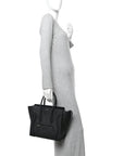 Drummed Calfskin Micro Luggage Black
