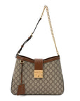 GG Supreme Monogram Medium Padlock Shoulder Bag Beige Ebony Brown Sugar