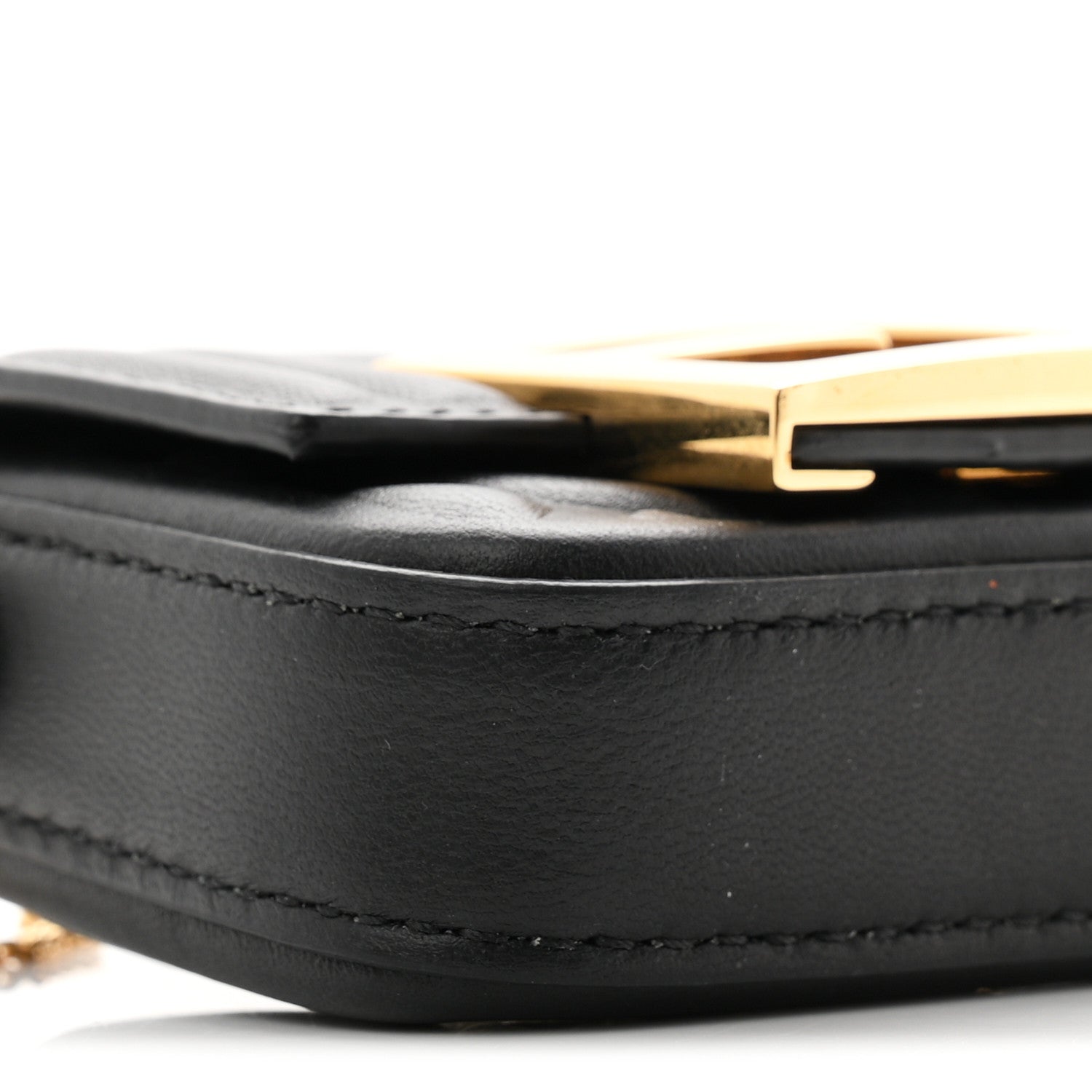 Nappa Matisse FF Embossed Nano Maxi Buckle Baguette Charm Black