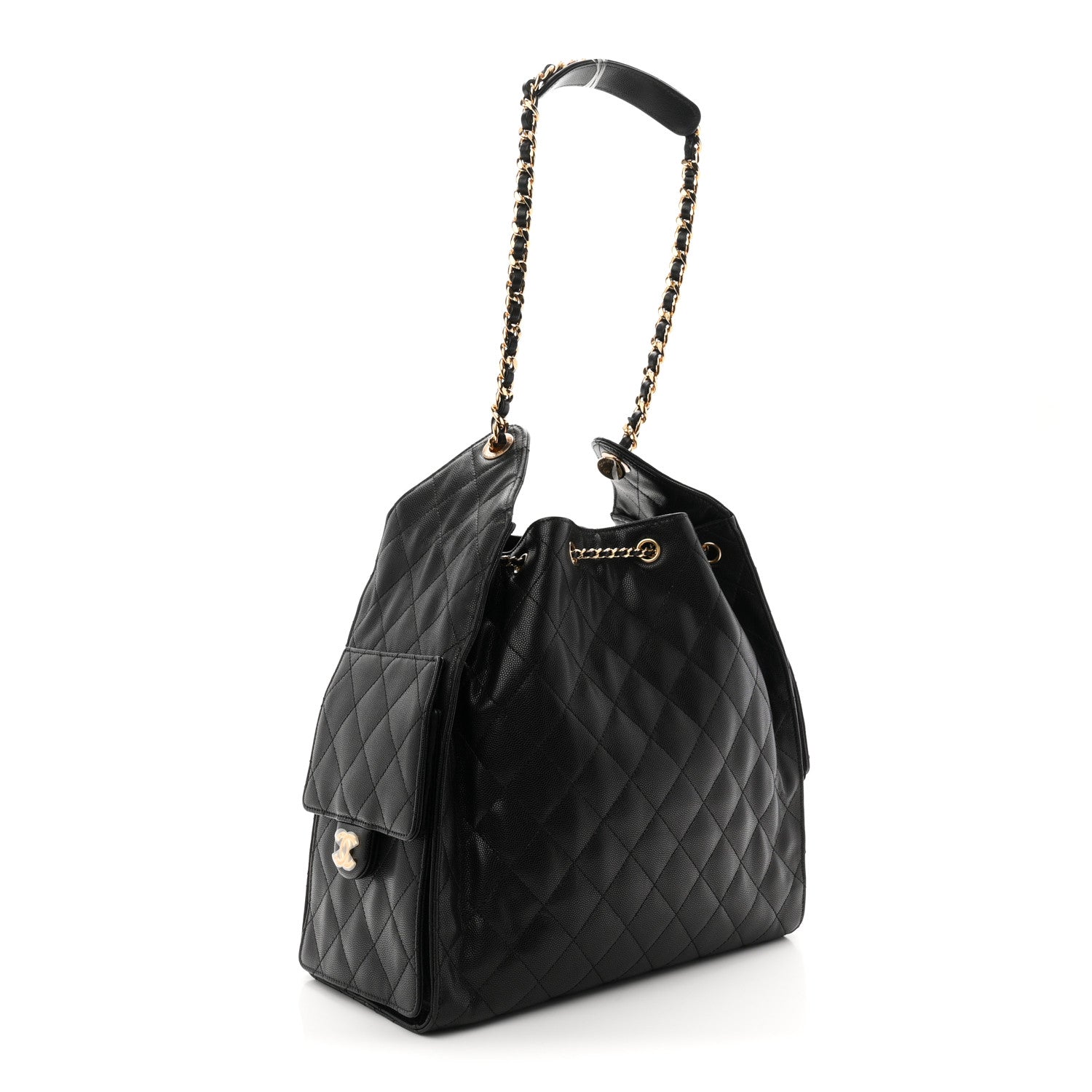 Caviar Quilted Medium CHNL 25 Handbag Black