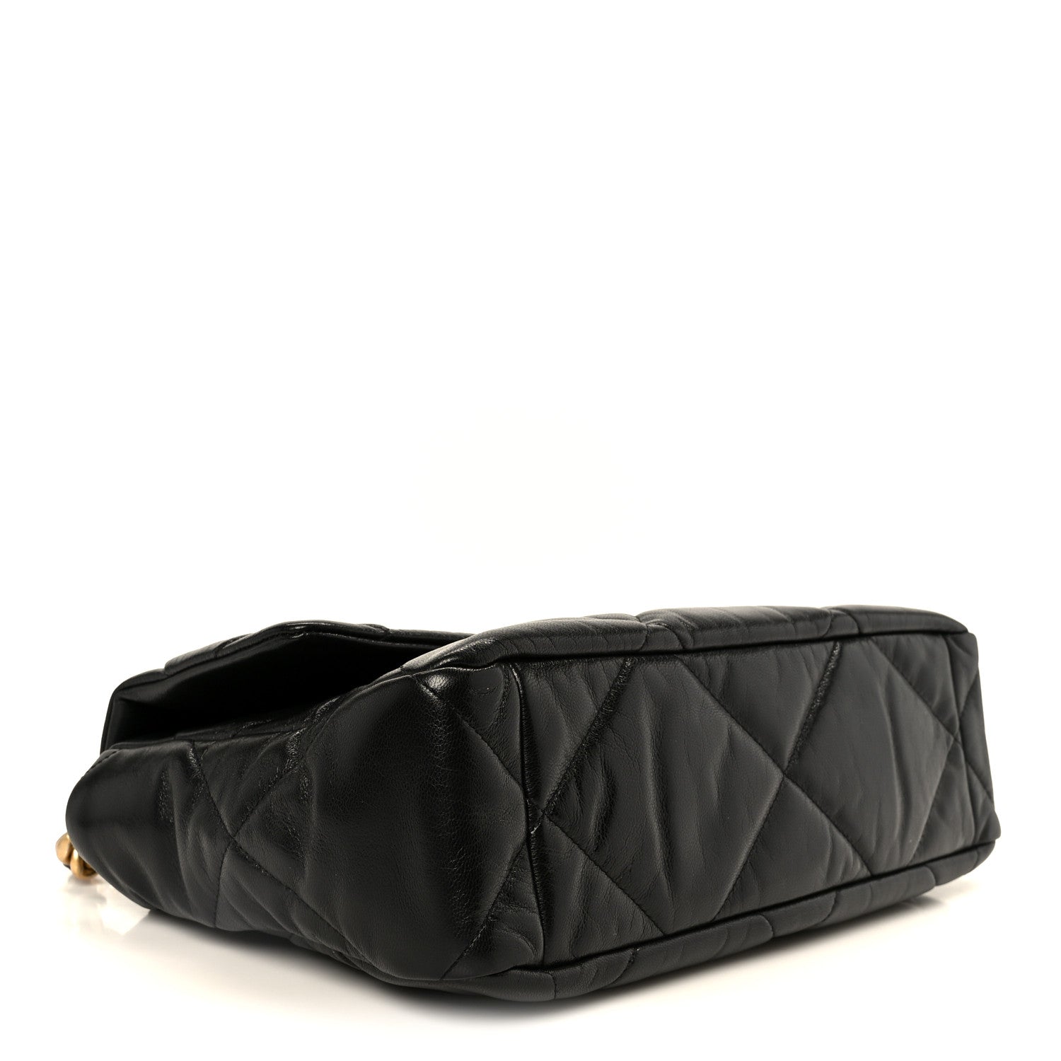 Goatskin Quilted Large CHNL 19 Flap Black