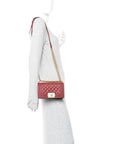 Caviar Quilted Small Boy Flap Burgundy