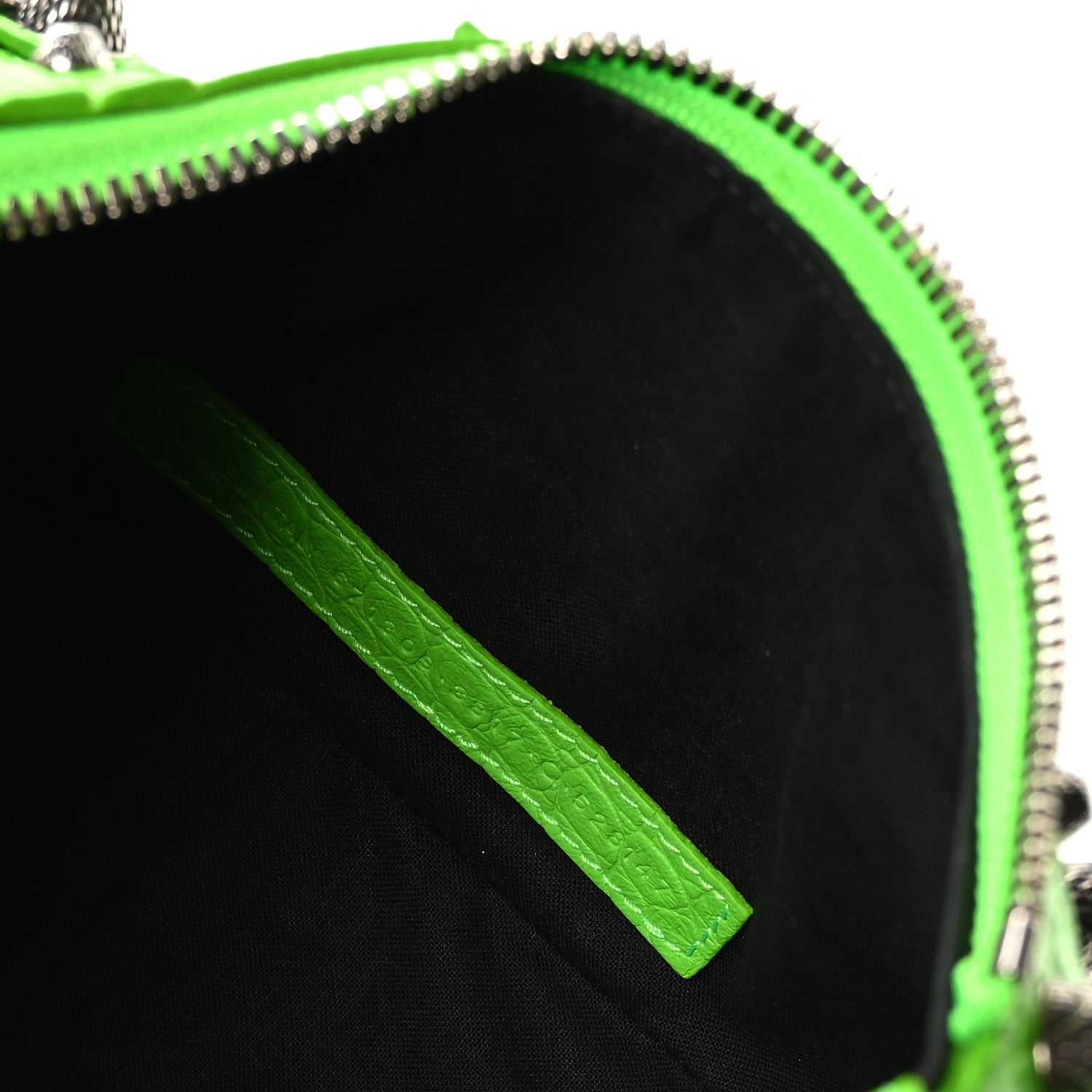 Extra Supple Calfskin Crocodile Embossed Le Cagole Shoulder Bag XS Acid Green