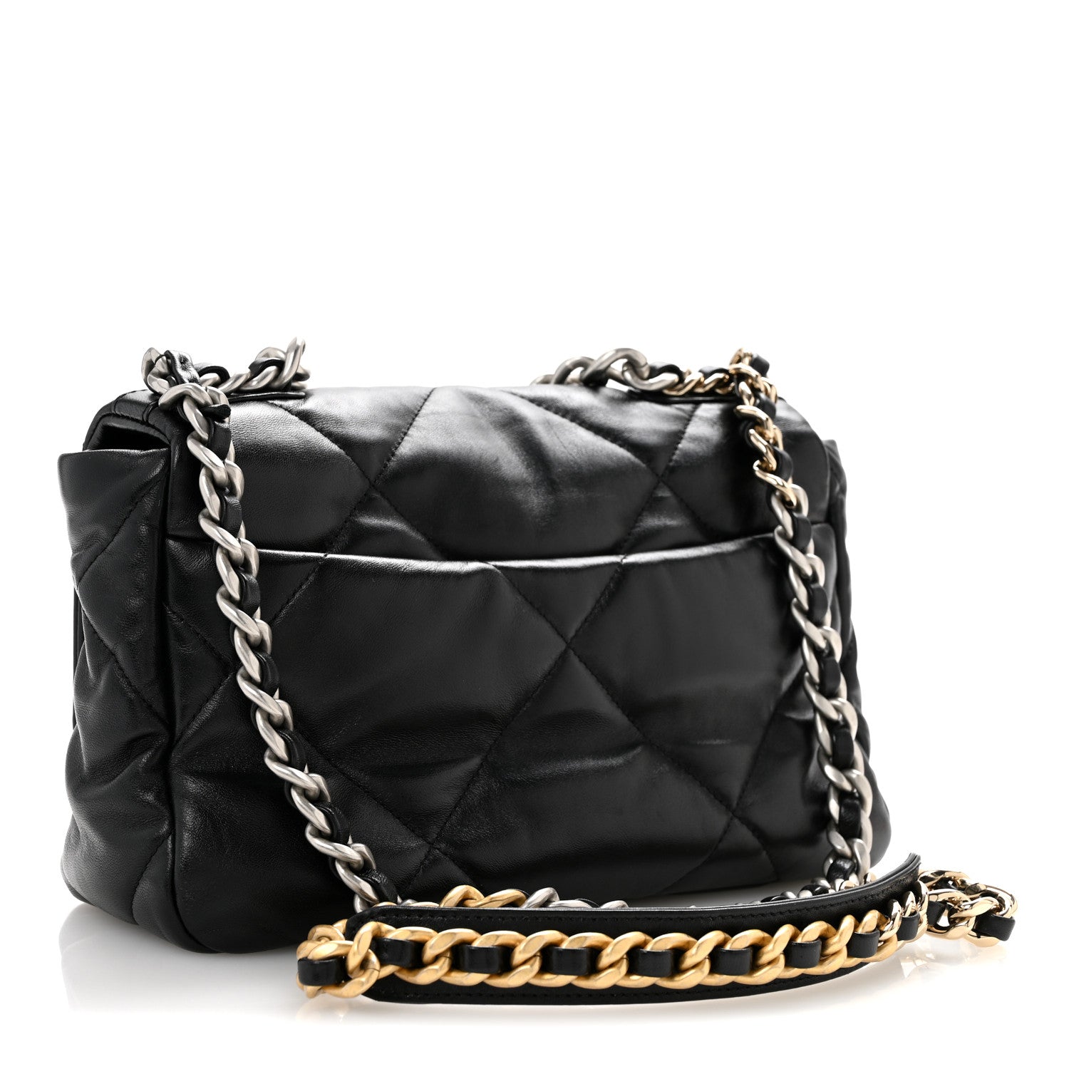 Lambskin Quilted Medium CHNL 19 Flap Black