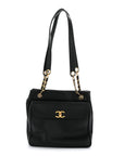 Caviar CC Flap Shoulder Bag Black