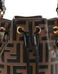 Vitello Liberty F is FNDI Bi-Color FF 1974 Embossed Mini Mon Tresor Bucket Bag Maya Black