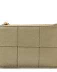 Nappa Maxi Intrecciato Cassette Zipped Card Case Travertine
