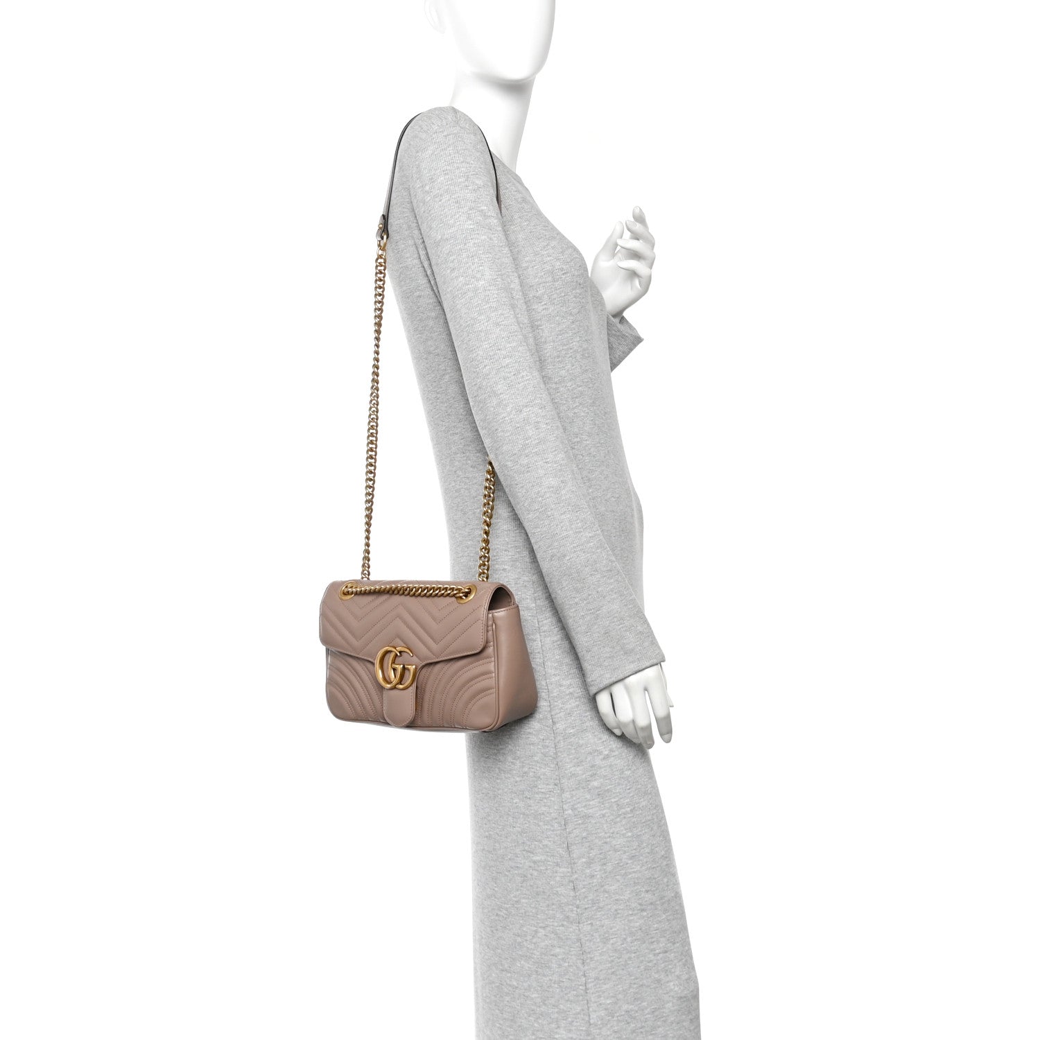 Calfskin Matelasse Small GG Marmont Shoulder Bag Porcelain Rose