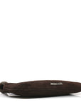 Suede Crocodile Embossed Le Bisou Dark Brown