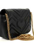 Calfskin Matelasse Super Mini GG Marmont Shoulder Bag Black