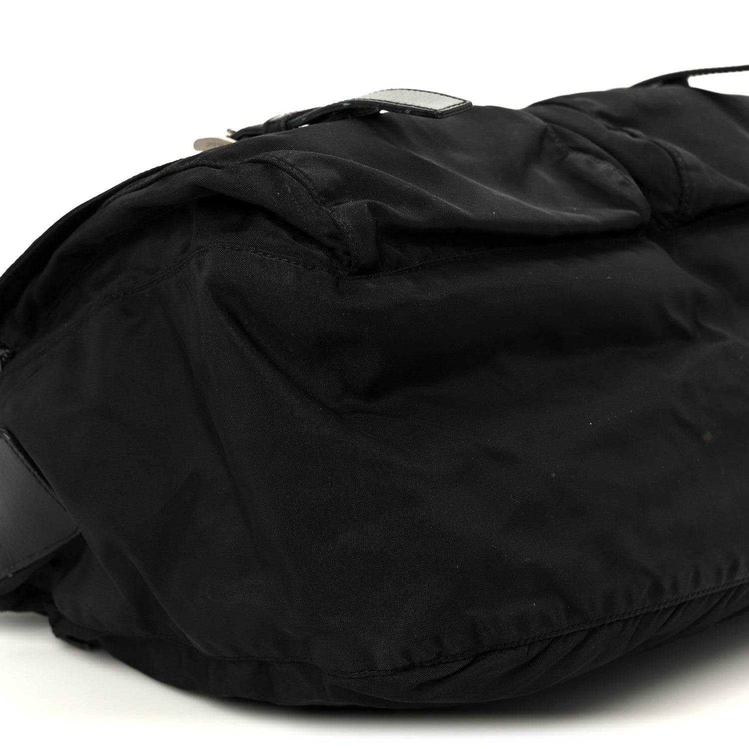 Tessuto Nylon Saffiano Double Buckle Messenger Shoulder Bag Black