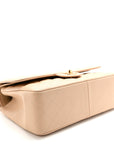 Caviar Quilted Jumbo Double Flap Light Beige
