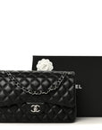 Lambskin Quilted Jumbo Double Flap Black