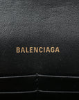 Shiny Calfskin Crocodile Embossed Hourglass Chain Bag Black