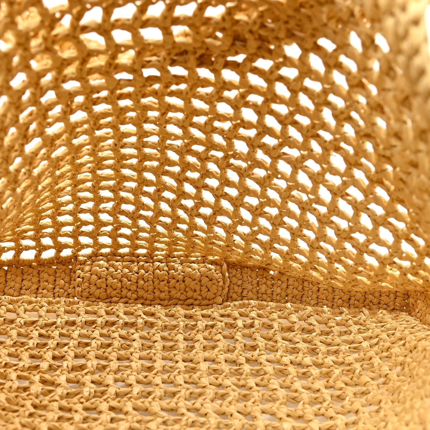 Yarn Raffia Effect Crochet Logo Embroidered Tote Bag Naturale