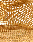 Yarn Raffia Effect Crochet Logo Embroidered Tote Bag Naturale