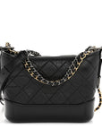 Aged Calfskin Quilted Small Gabrielle Hobo Black