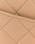 Lambskin Quilted Medium Double Flap Beige