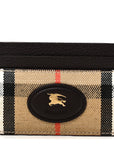 Grained Calfskin Jacquard Woven Vintage Check Highlands Card Case Sand