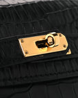 Matte Alligator Festival Kelly Bag Charm Black