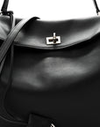 Natural Smooth Calfskin Medium Rodeo Top Handle Handbag Black